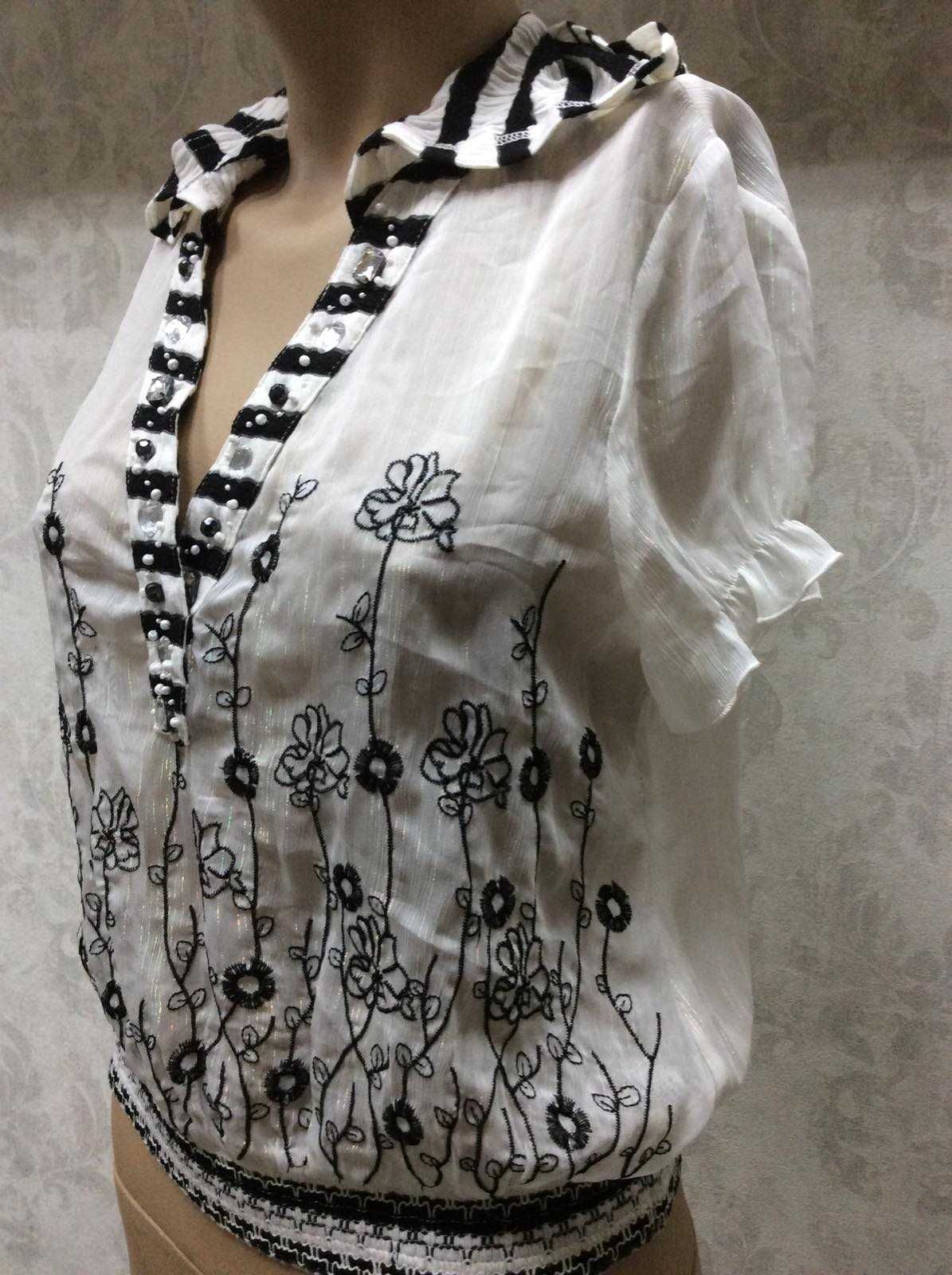 Блузка женская белая с коротким рукавом р-р 46