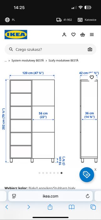Szafa biurowa regał kolumna BESTA na dokumenty ikea