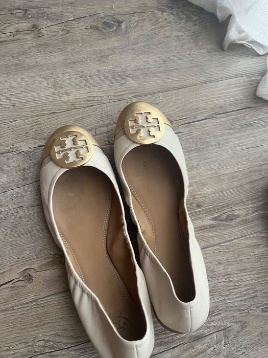 Tory Burch Beżowe Złote Baleriny Flats r. 41