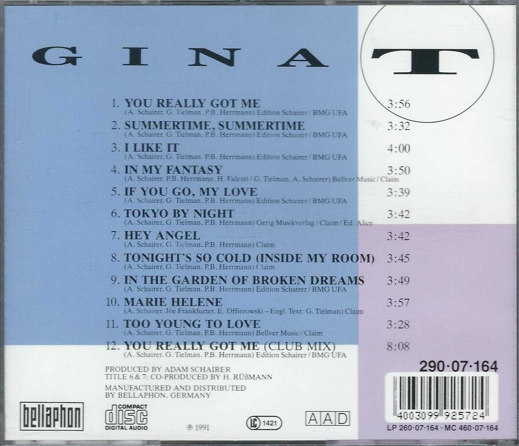 CD Gina T. - You Really Got Me (1991) (Bellaphon)