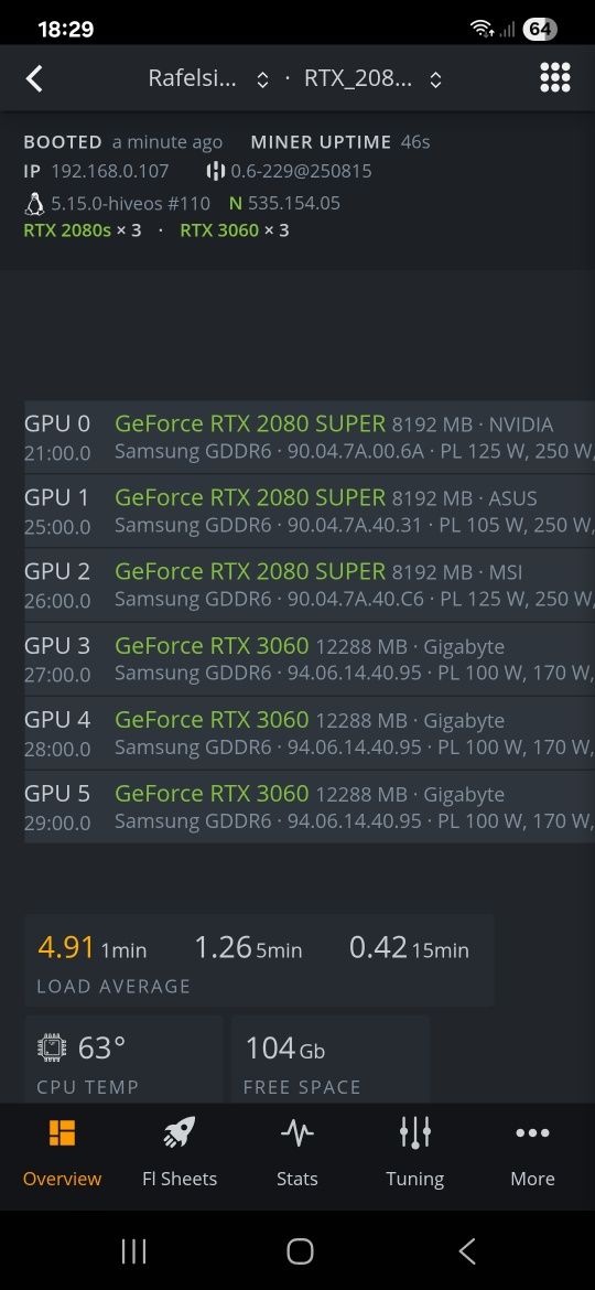 Koparka kryptowalut 5x RTX2070 super + RTX2080ti