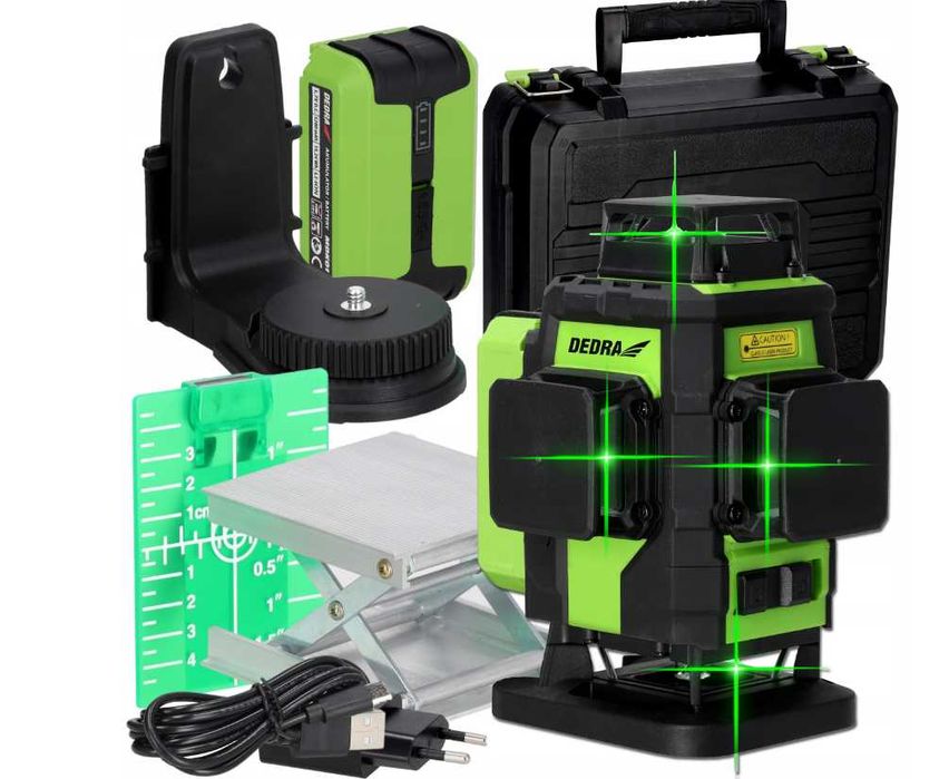 POZIOMICA LASEROWA Laser krzyżowy 360st 4D zielony DEDRA