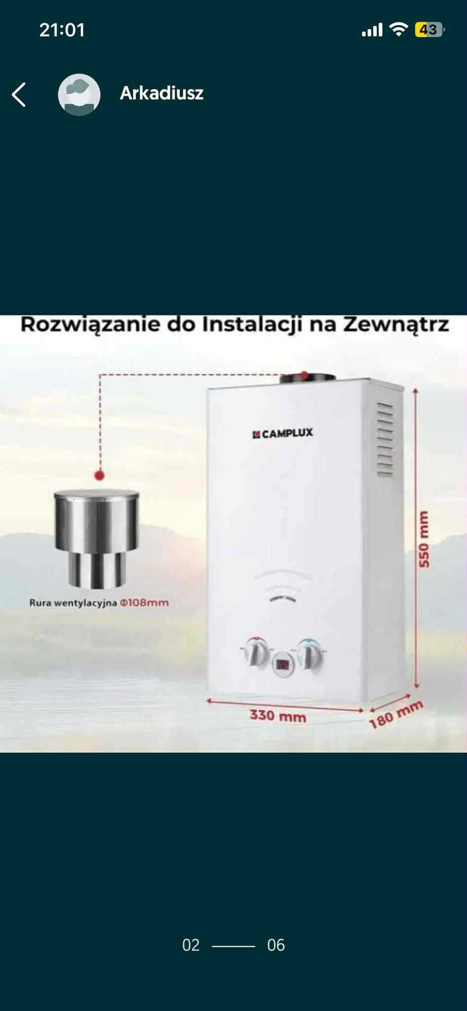 Camplux Przenośny podgrzewacz wody