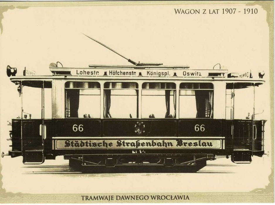 Pocztówki - stare tramwaje wrocławskie 3 szt.