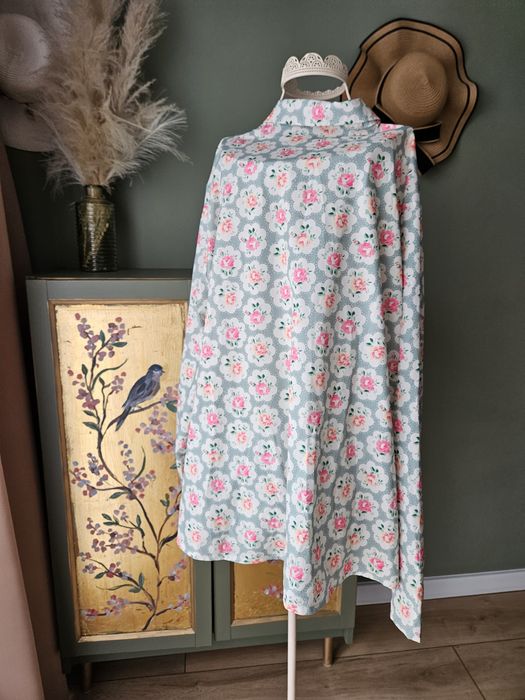 Oversize Koszula damska plus size XXL Mięta Kwiaty Róże Romantyczna Dł