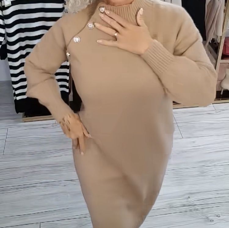 Sweterkowa sukienka guziki rozmiar s/m NOWA!