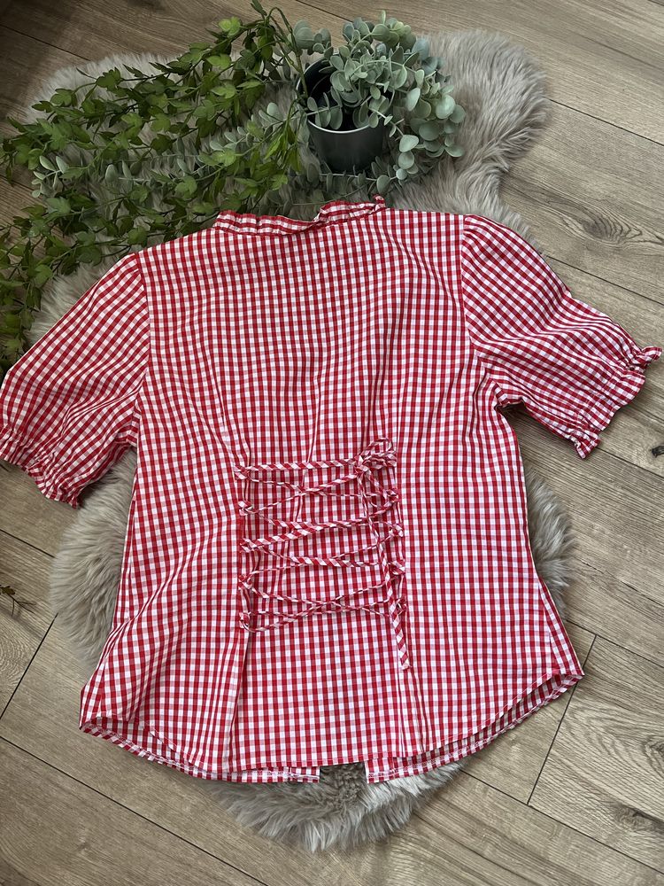 Elegancka bluzka w stylu vintage kratka gorsetowa cottagecore XL