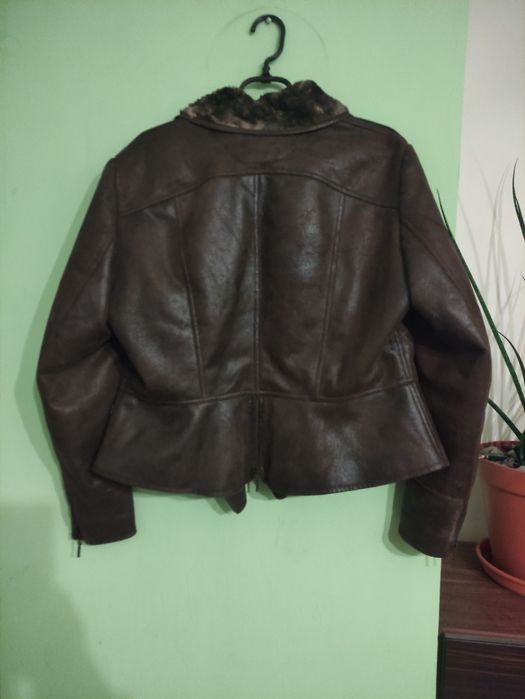 Kurtka damska skórzana z kożuchem
