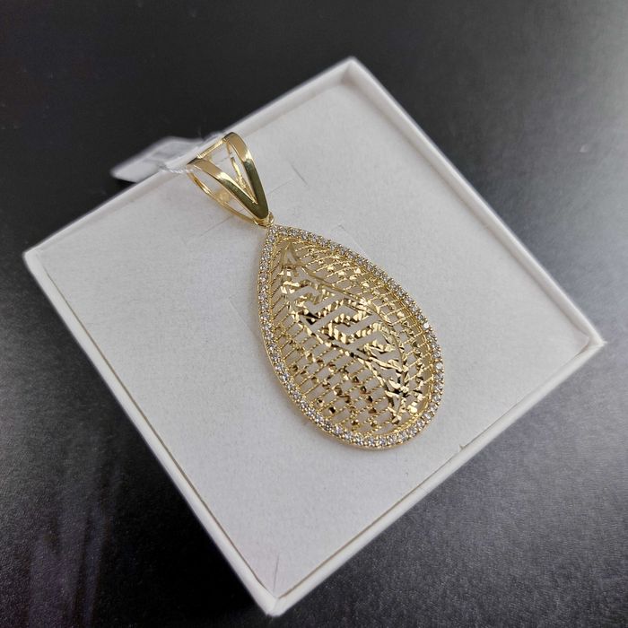 Złota zawieszka ażurowa kropla 585 GOLD MONEY