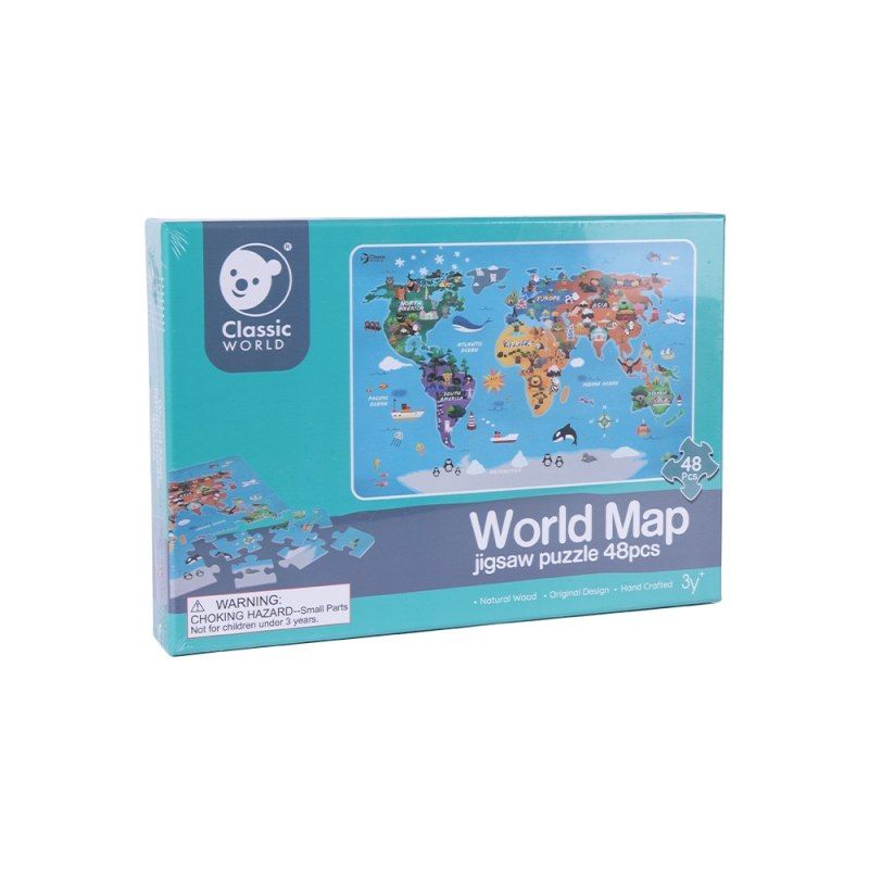 CLASSIC WORLD Puzzle Mapa Świata Kontynenty 48 el.