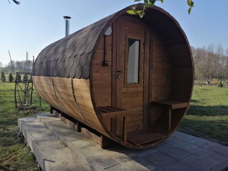 Sauna Ogrodowa beczka 250cm, Piec elektryczny 9kW, Transport + Gratisy