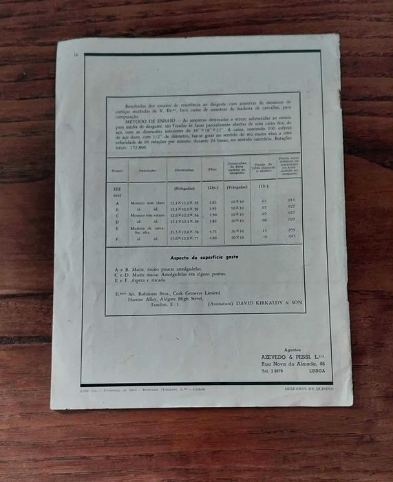 Antiga Revista proml da Soc. Cortic Robinson Bros, L.da, de Portalegre