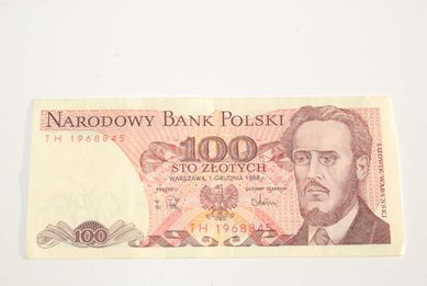 Stary banknot 100 złotych Waryński 1988 antyk