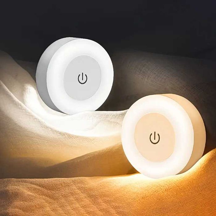 LED нічник із сенсорним вмиканням — тепле або біле світло, USB зарядка