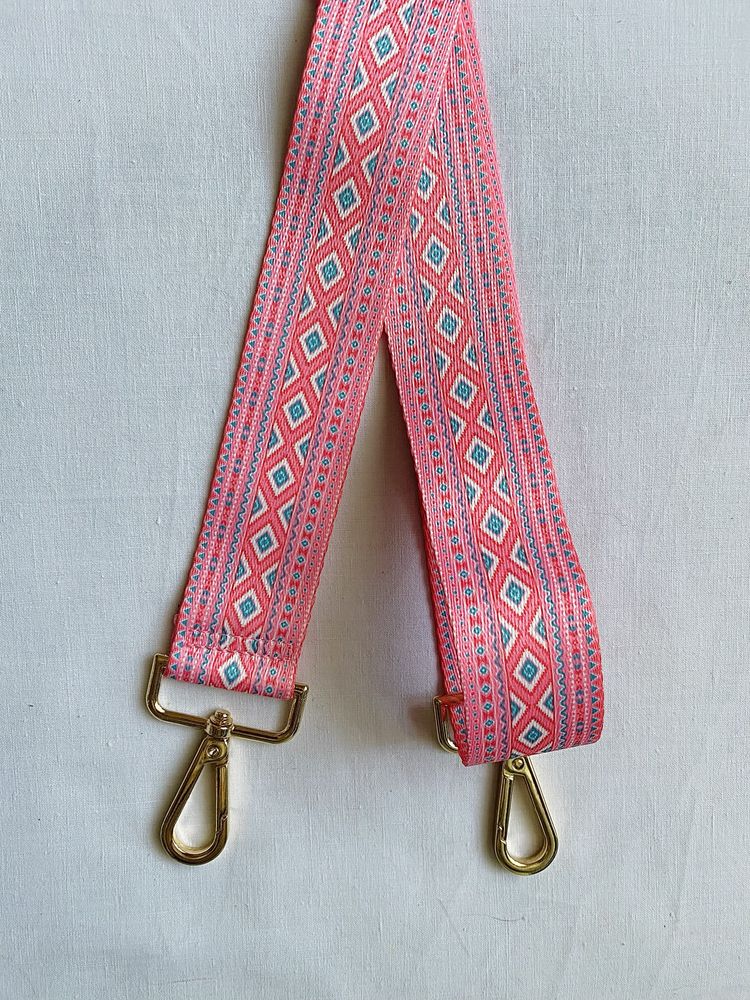 Pasek do torby torebki wzór Boho, Light Pink/Jasny Róż