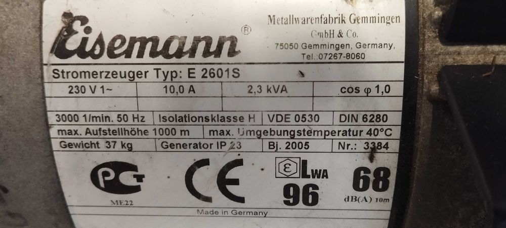 Agregat prądotwórczy EISMANN Typ E2601S