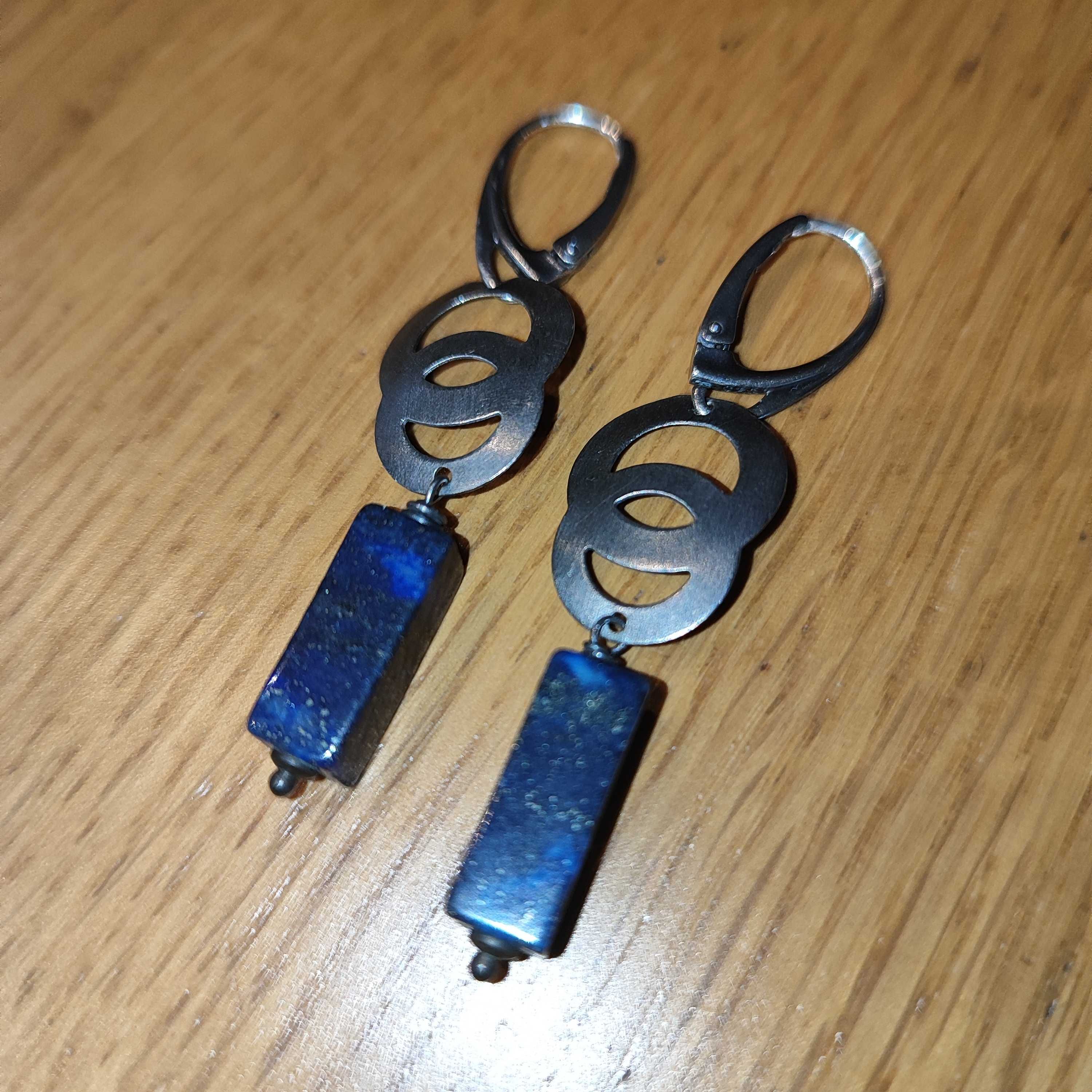 Kolczyki wiszące srebrne z lapis lazuli