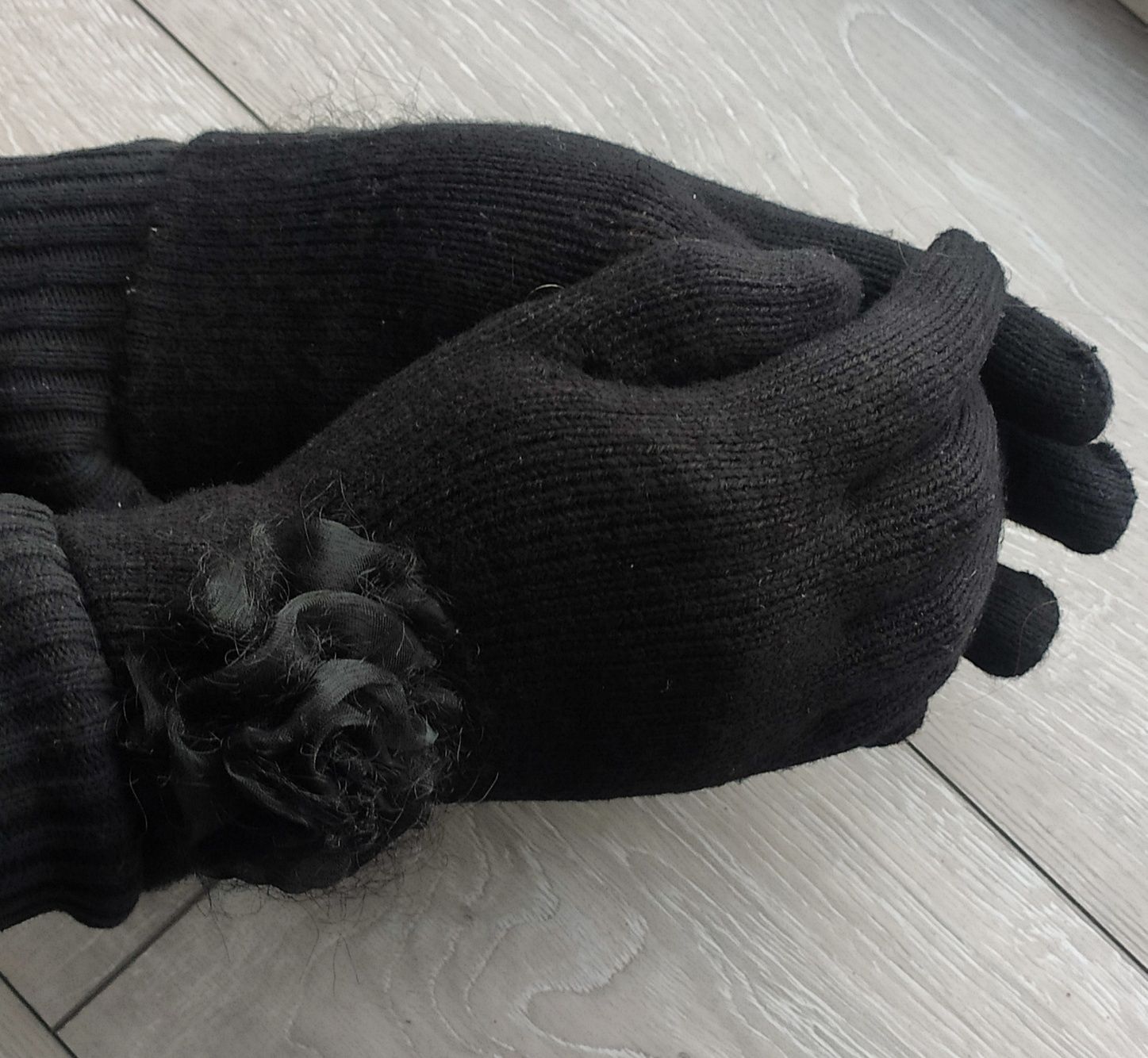 Rękawiczki z kokardką czarne bdb