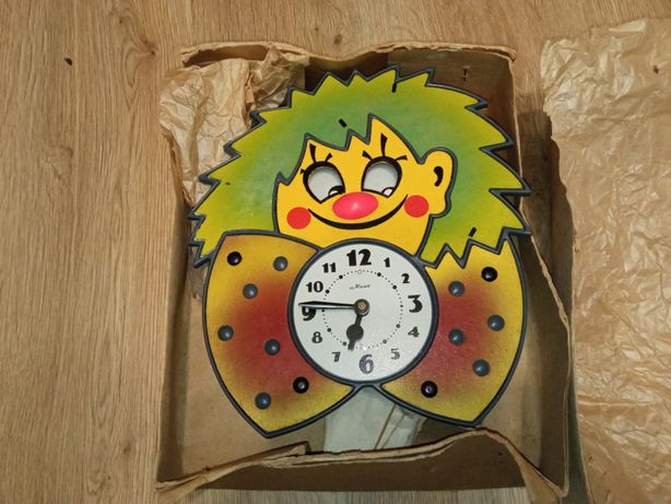 Часы ходики новые в упаковке с документами "Клоун" детские