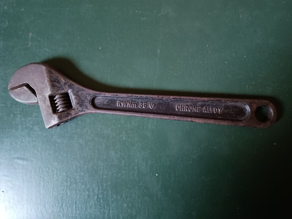 PRL. Stary, klucz nastawny RWNm36, szwed, stare narzędzia.