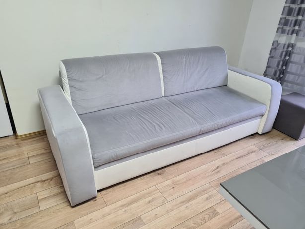 Sofa 3-osobowa siwo-biala
