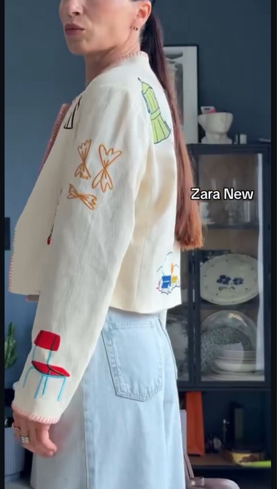 Жакет піджак блейзер zara з вишивкою вишиванка  новий s