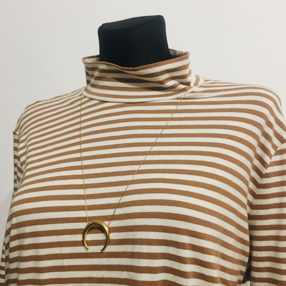 Golf w paski brązowo białe Marks Spencer rozmiar 48 striped turtleneck