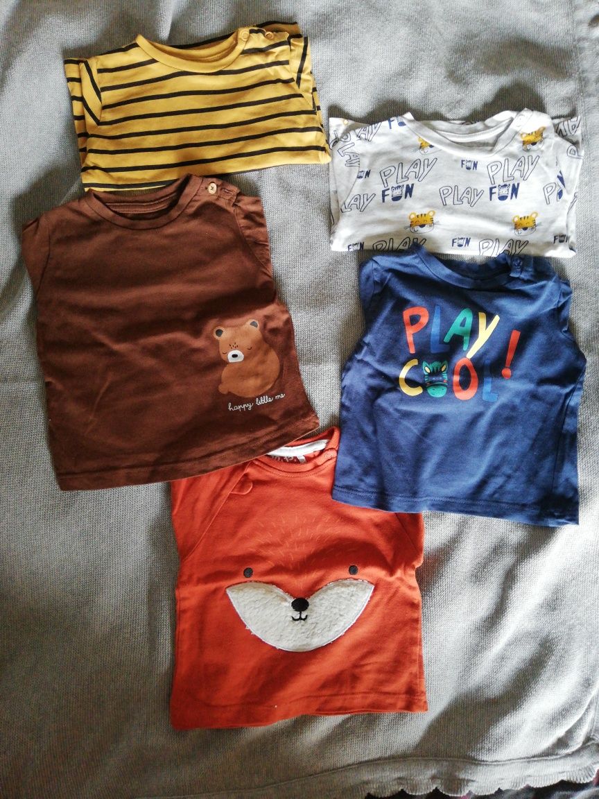 Koszulki niemowlęce na długi rękaw, 5 sztuk r. 68