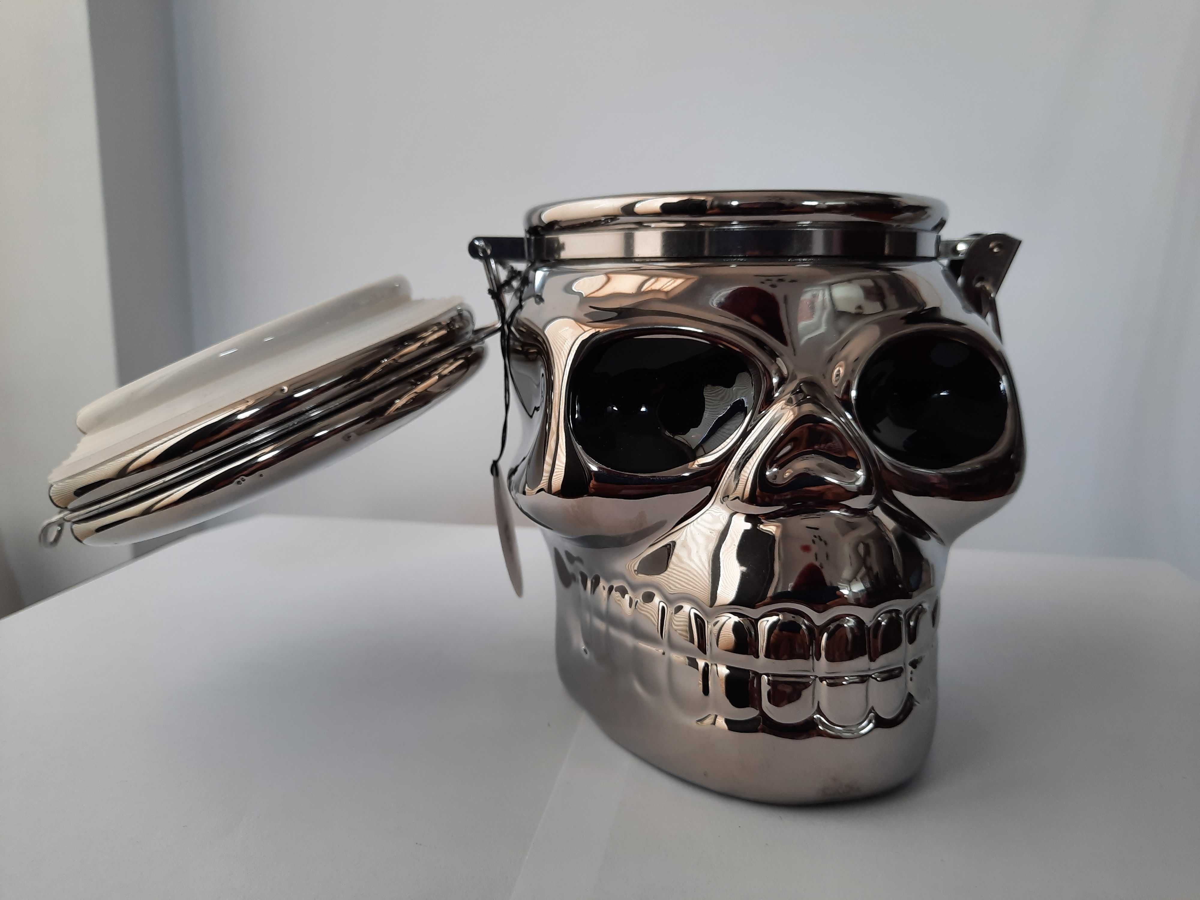 Cookie jar silver skull pojemnik na ciasteczka słoik srebrna czaszka