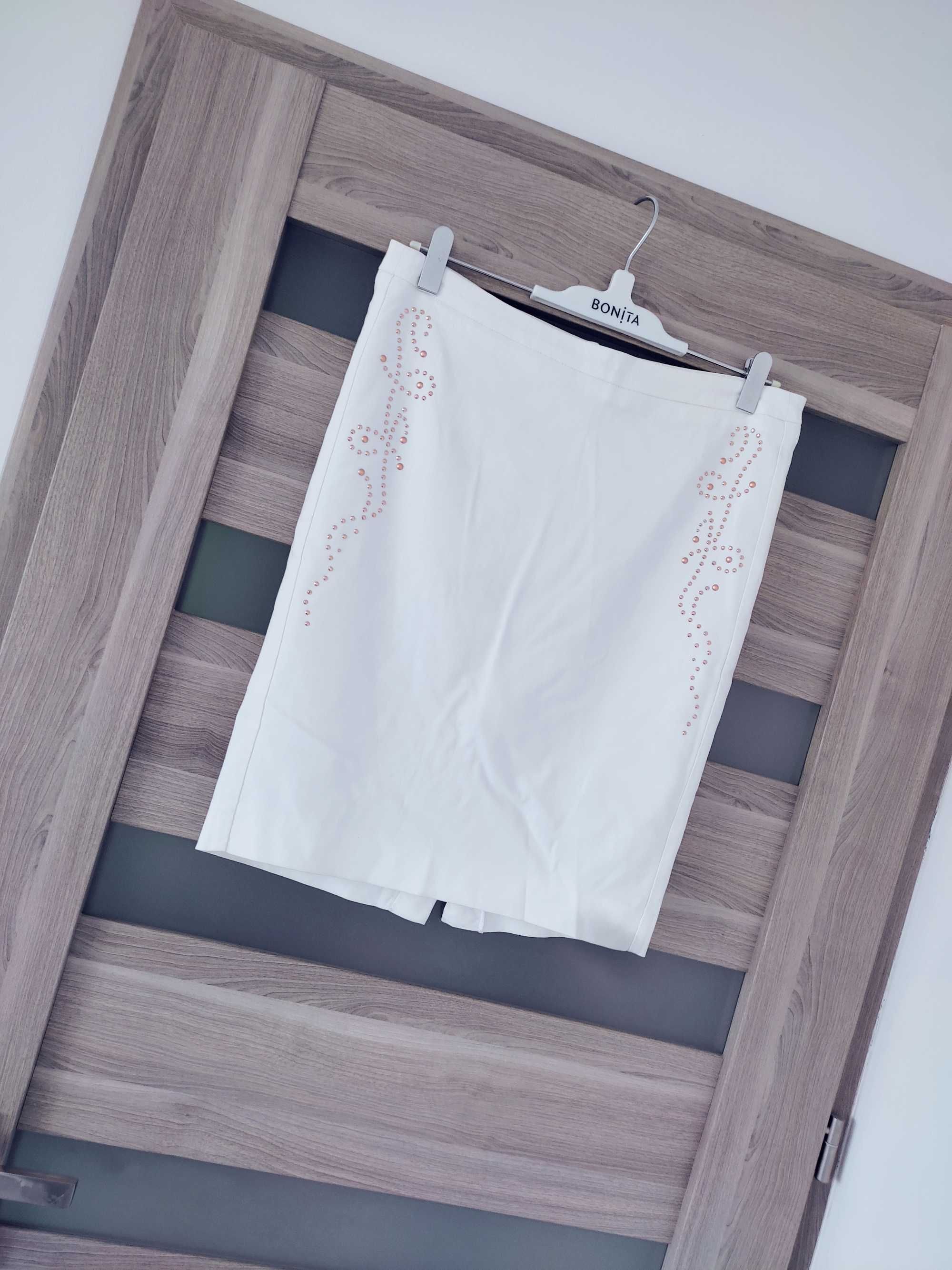 Biała elegancka spódnica ze złotym akcentem Reserved roz XL