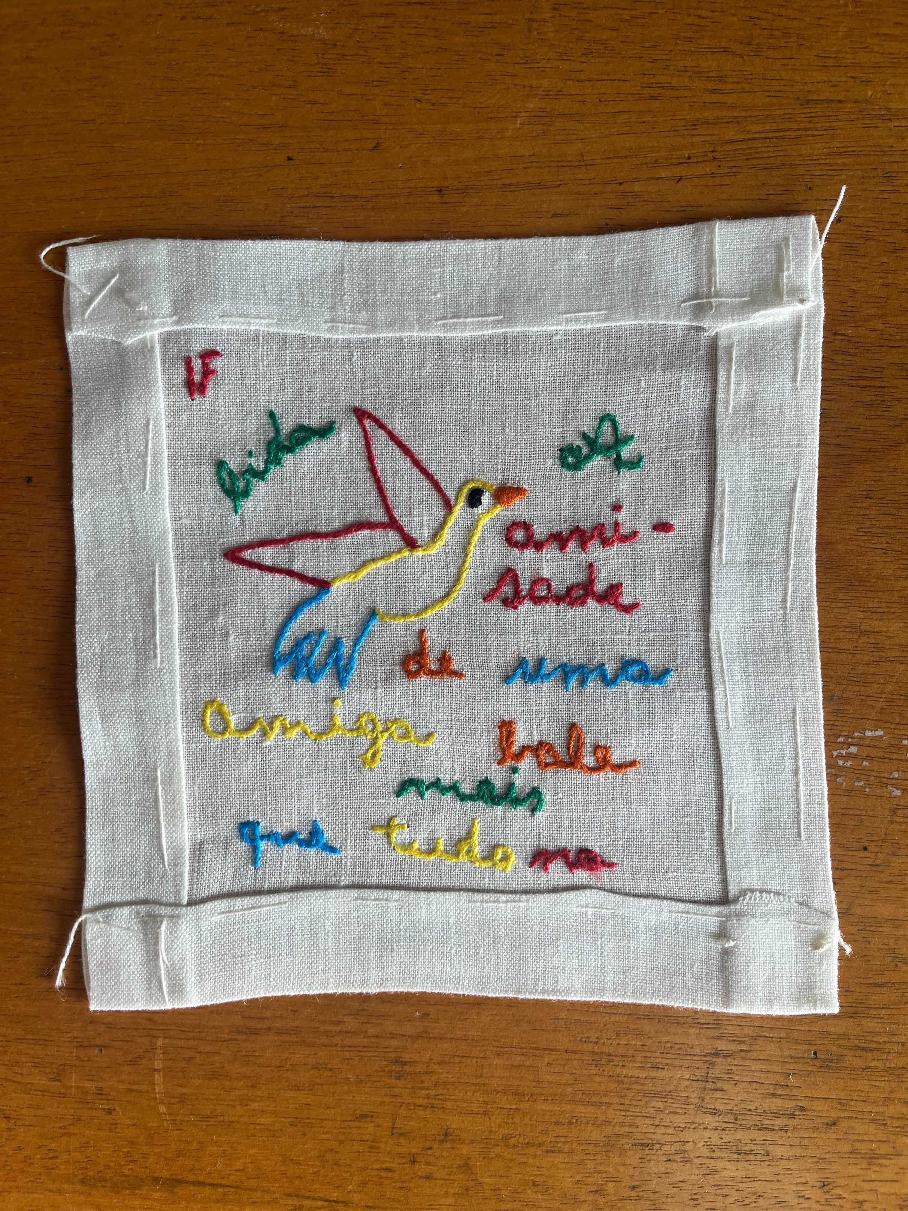Coleção de 5 Lenços de Namorados 15x15cm em linho, para emoldurar