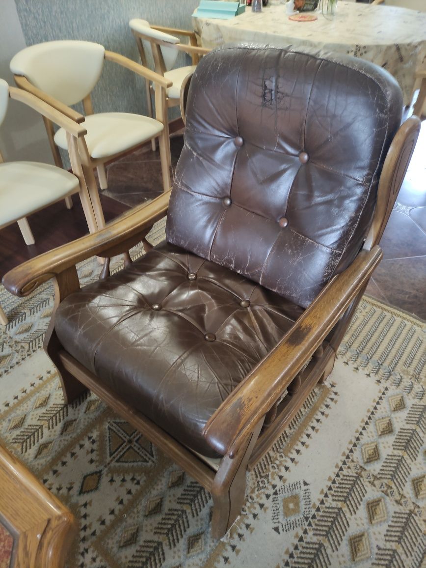Крісло, диван потрійний, подвійний, меблі Голандія, дуб, шкіра.