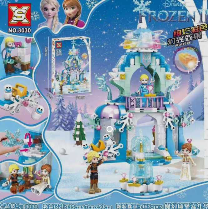 -= Klocki Frozen II Kraina lodu Elza Elsa Anna Lód i śnieg zamek LED -