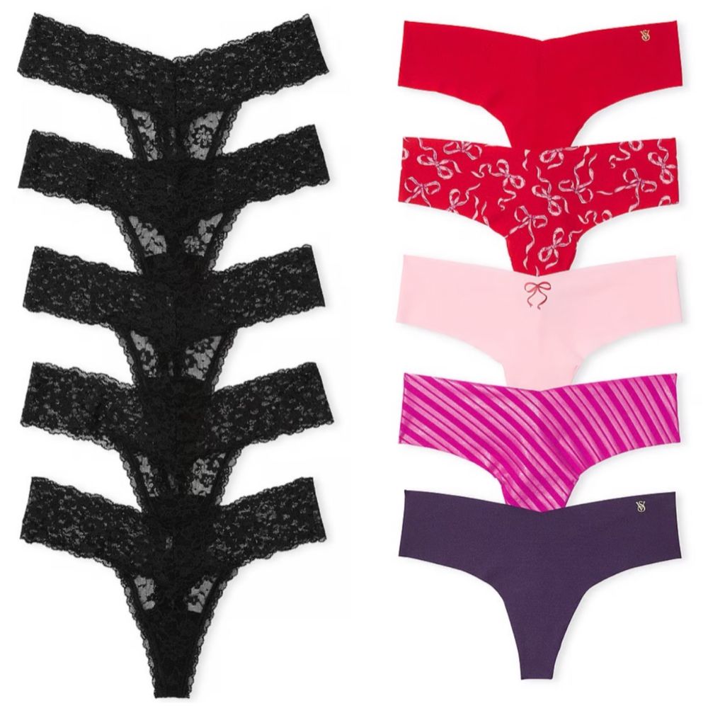 Victorias Secret XS S М L Набор 5 7 трусики трусы стринги Pink подарок