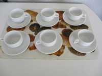 CB Porcelana Conjunto 6 chávenas brancas de café + 6 pires, como novos