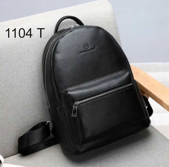 Шкіряний рюкзак чорний на кожен день модний/ Рюкзак кожаный