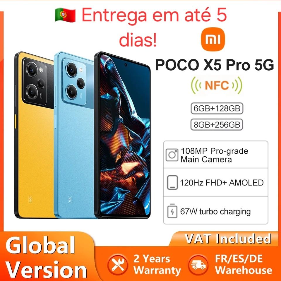 POCO-X5 Smartphone Versão Global Pro, 5G, 128GB,256GB, Snapdragon 778G