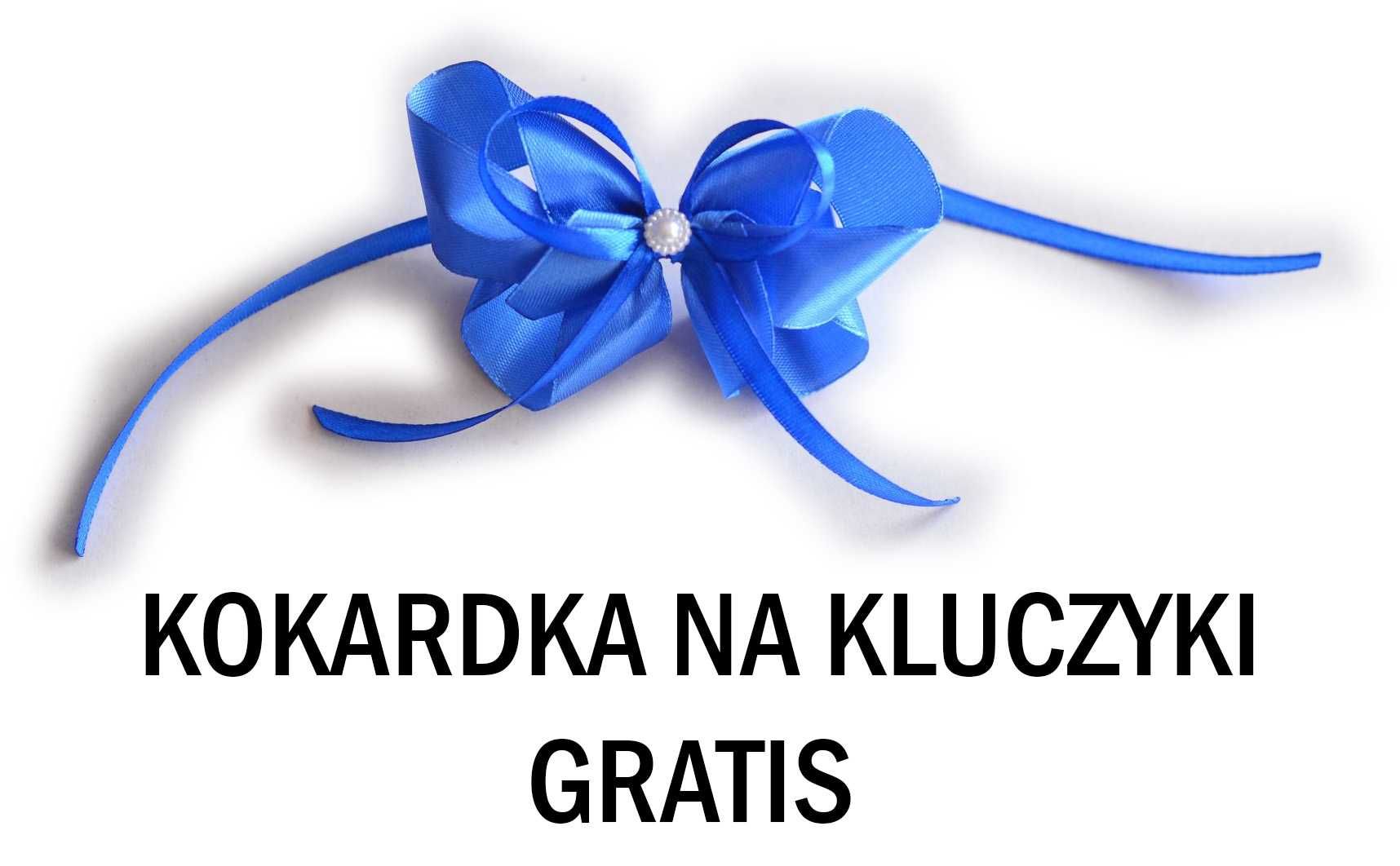 DUŻA Elegancka Niebieska-Błękitna kokarda na auto samochód-PREZENT