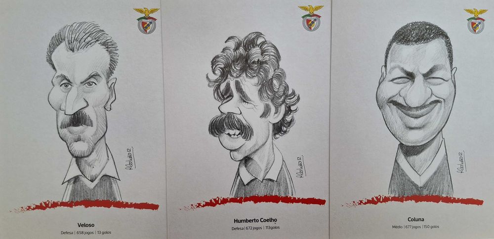 Benfica (figuras históricas) - 12 selos + 12 postais - 2ª série (novo)