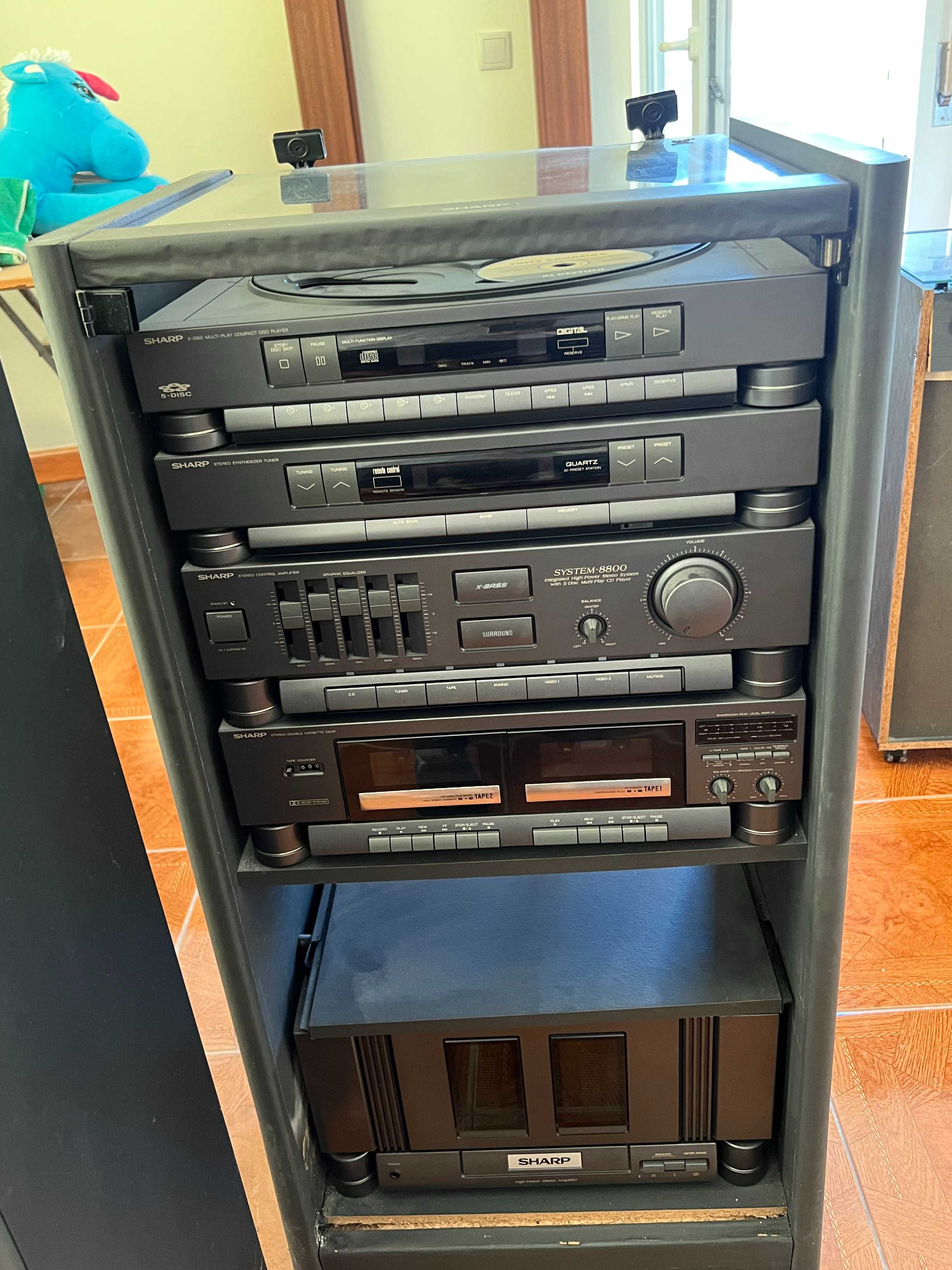 Sistema Hi-Fi Vintage Sharp System 8800 + Colunas CP-8000