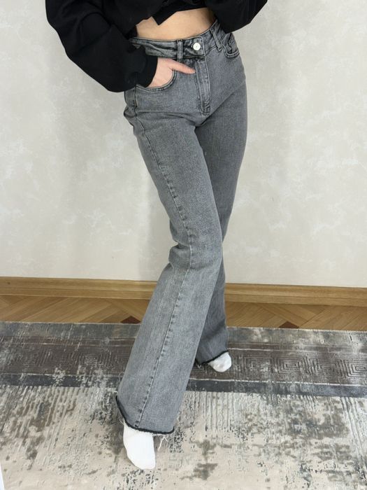 Штани кльош джинсові жіночі темно сірі Dilvin XS/S хороша якість