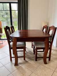 Stół drewniany lity dąb plus 6 krzesel