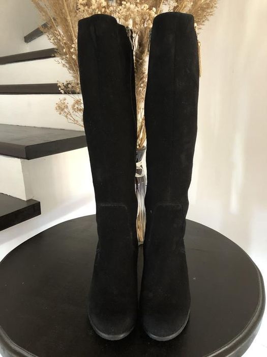 Чорні замшеві сапожки на цегейці Туреччина 38 розмір на худу ніжку