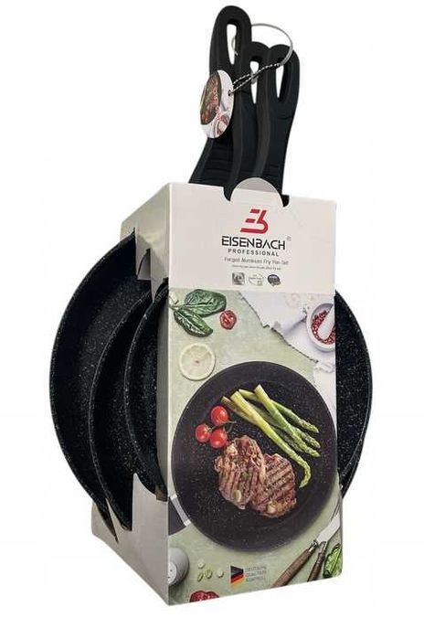 Zestaw trzech patelni EISENBACH PROFESSIONAL powłoka marmurowa