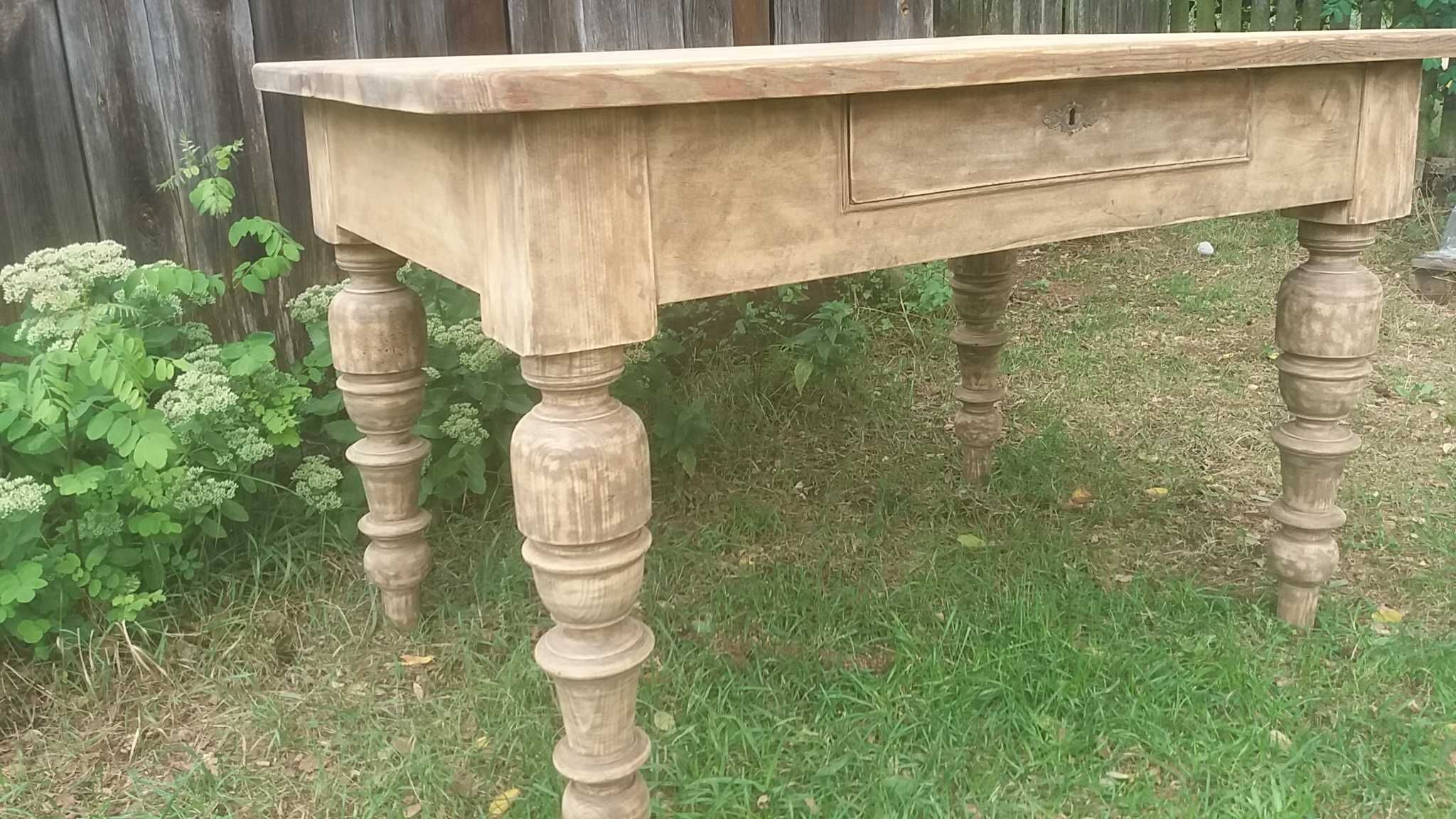 Stół stary drewniany rustykalny wiejski toczone nogi