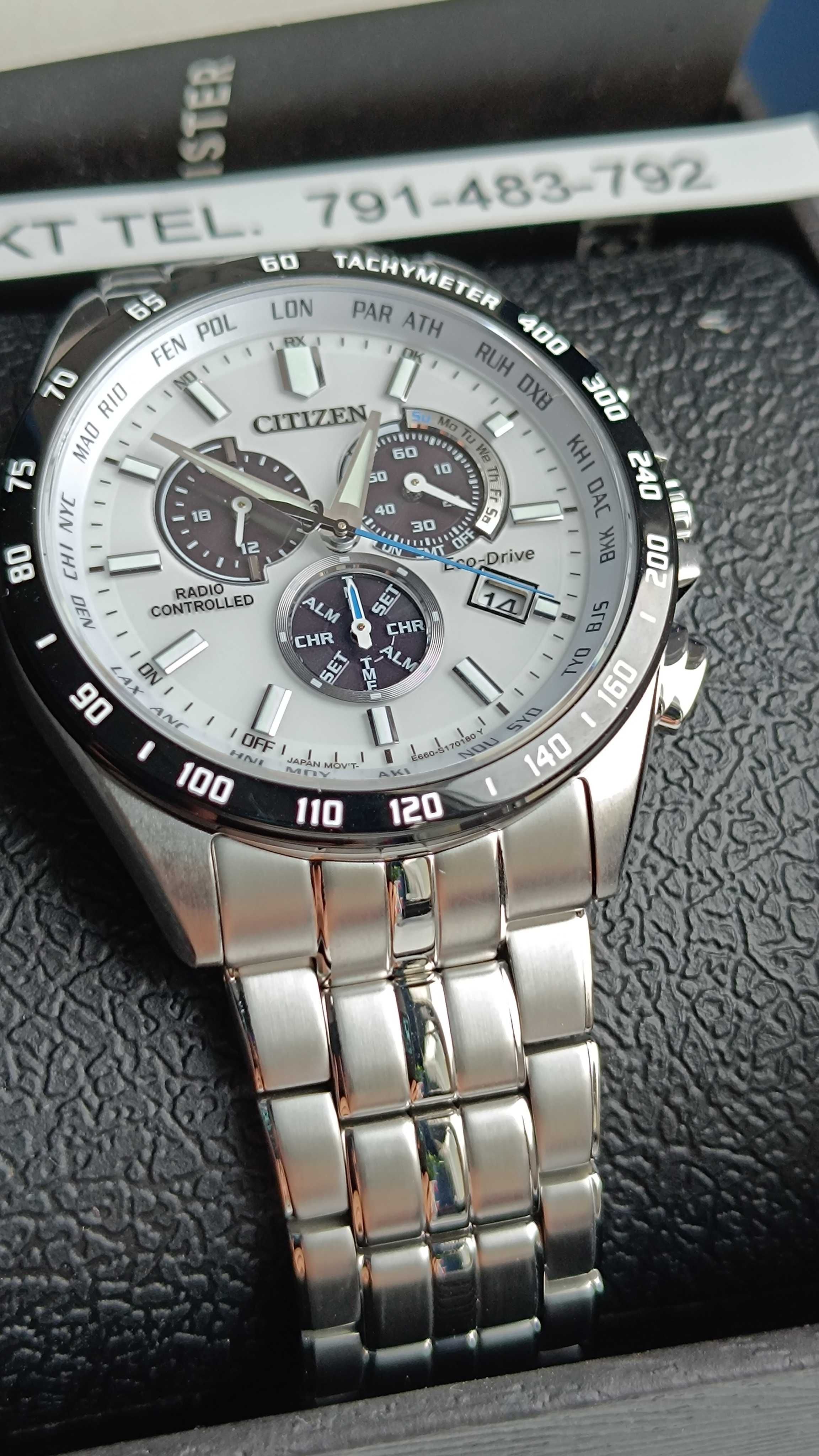 Nowy męski zegarek CITIZEN Oryginalny Gwarancja CB5874-57A Biały