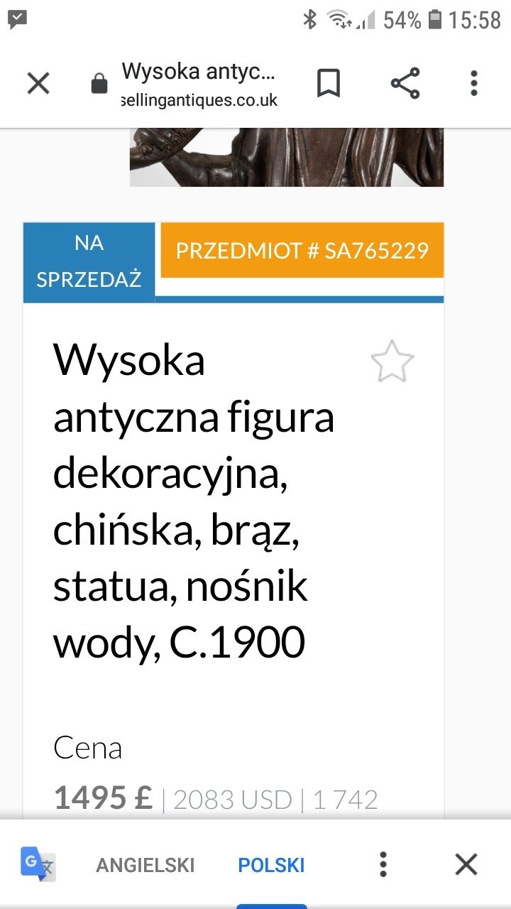 Antyczna figura z brązu Dynastia Qing 1900 r.