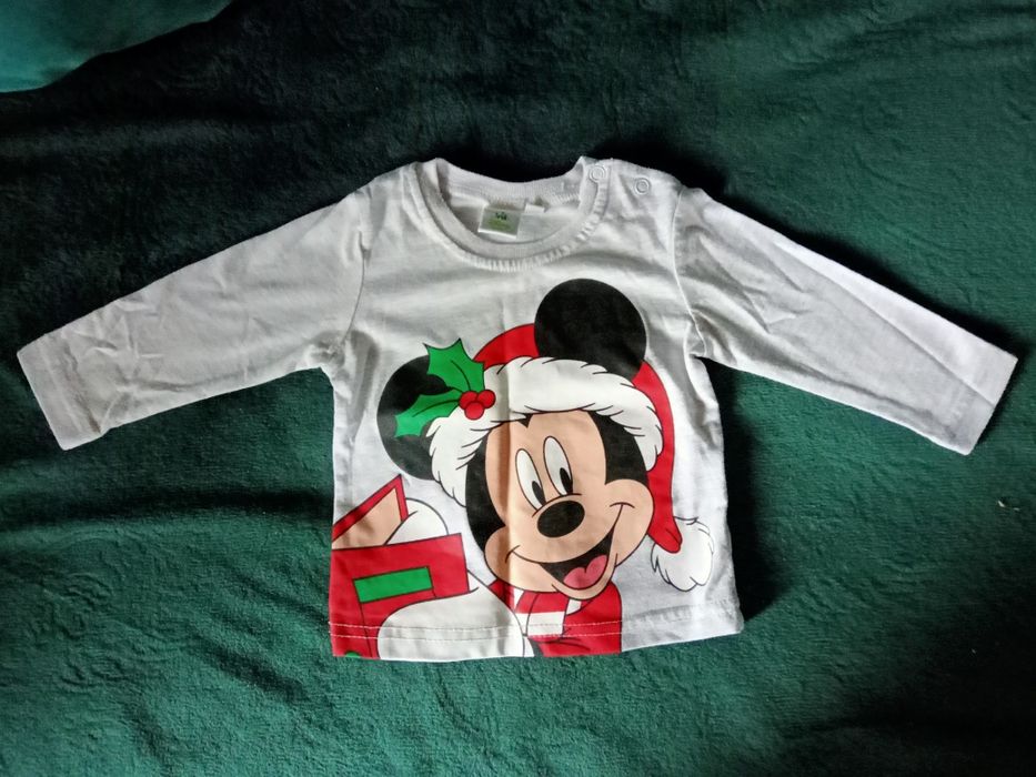 Bluzka Disney Baby z motywem świątecznej Myszki Miki 68 cm NOWA