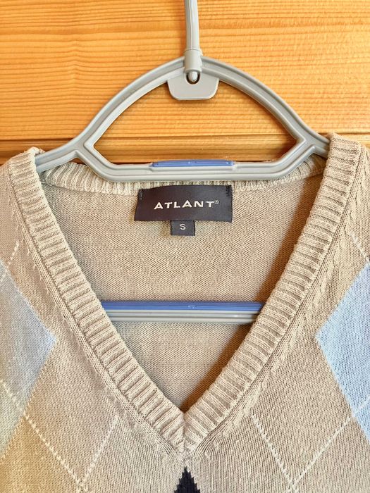 Sweter męski w kratę dekolt serek rozm. S