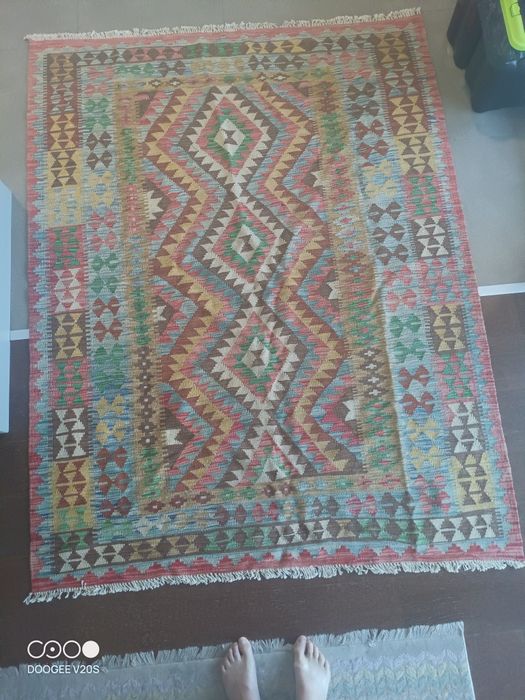 Tapete Kilim afegão auténtico 159x204 cm NOVO